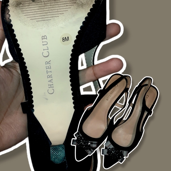 Charter  Club Black Pointed Heels with Ribbion Accessory ! 💕💋🤭 - Picture 3 of 3